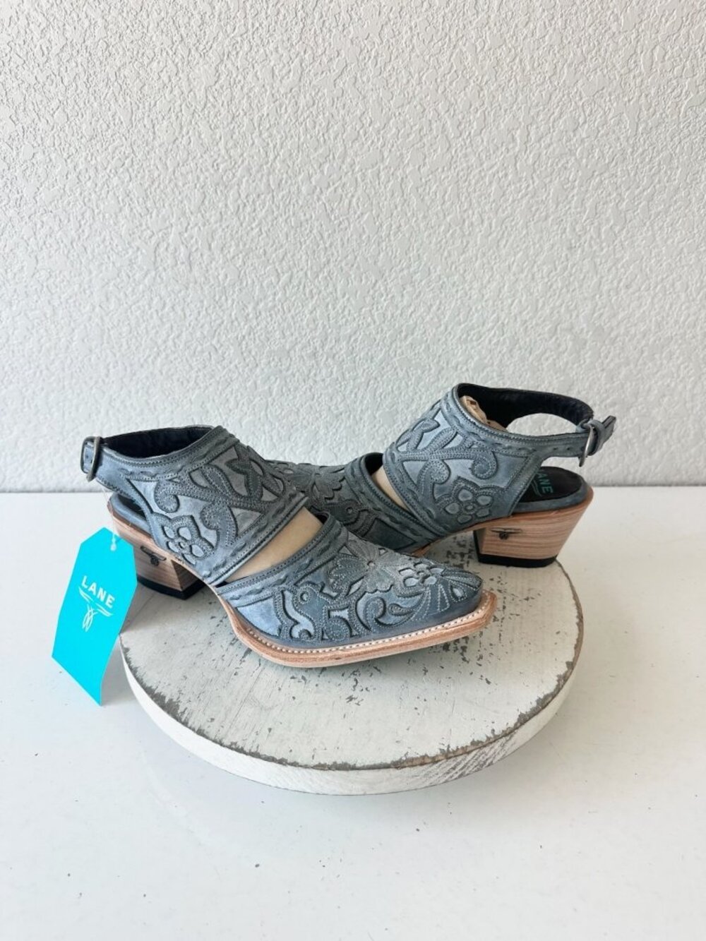 Lane Robin Slingback Mule Womens Cowboy Boots Blue Cowgirl Western Ankle 8.5